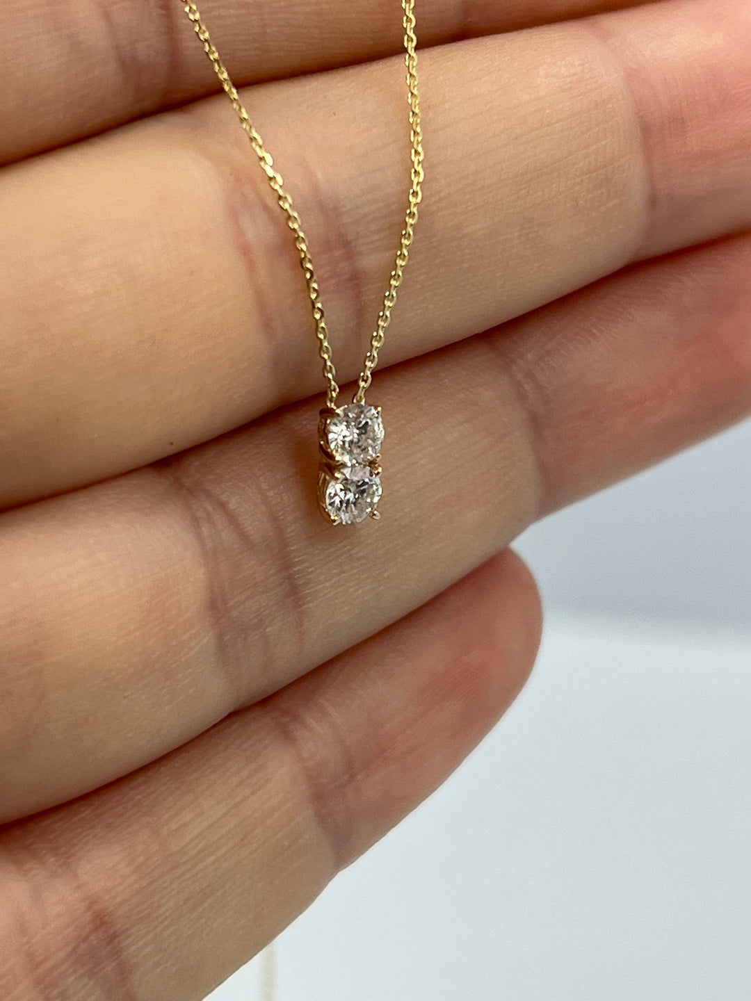 1.0 TCW Round Shape Moissanite Two Stone Necklace