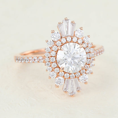 Round Cluster Lab-Grown Diamond Engagement Ring