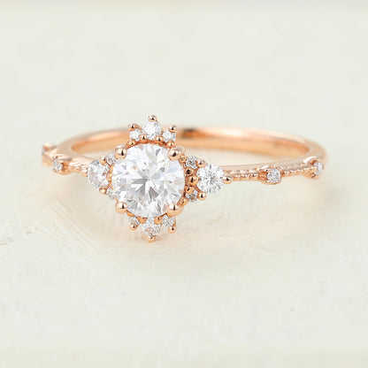 Round Cluster Lab-Grown Diamond Engagement Ring