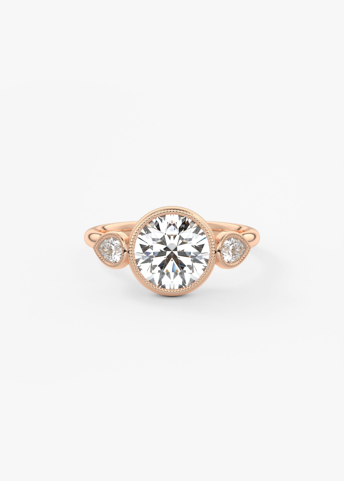 Round Three Stone Lab Grown Diamond Engagement Ring