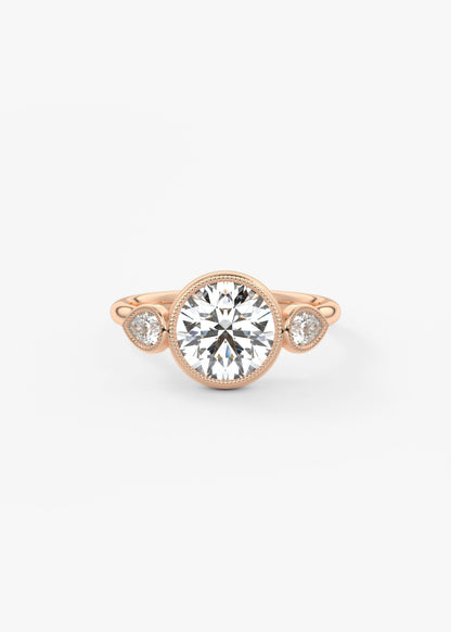 Round Three Stone Lab Grown Diamond Engagement Ring