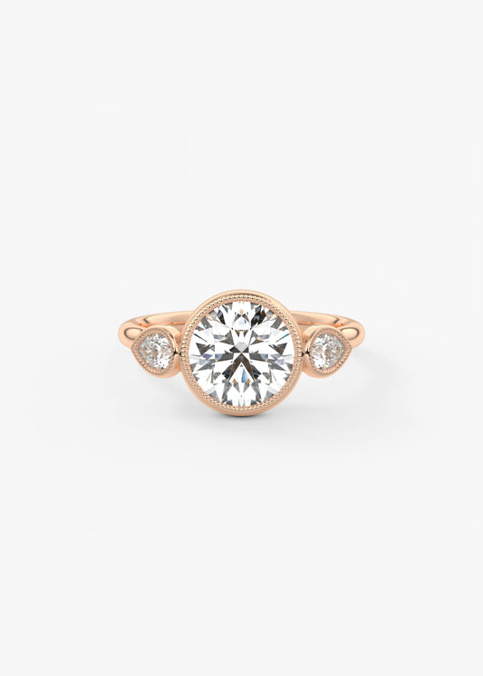 Round Three Stone Lab Grown Diamond Engagement Ring