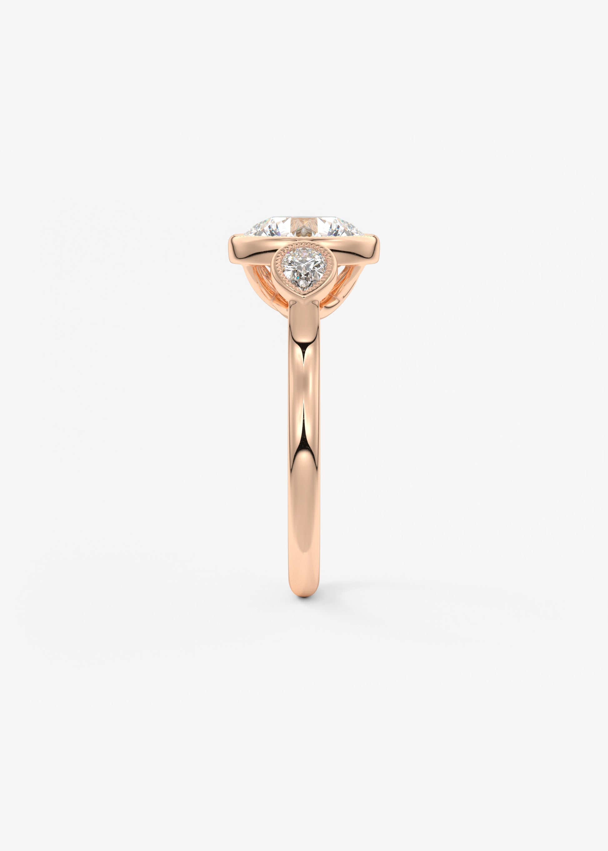 Round Three Stone Lab Grown Diamond Engagement Ring