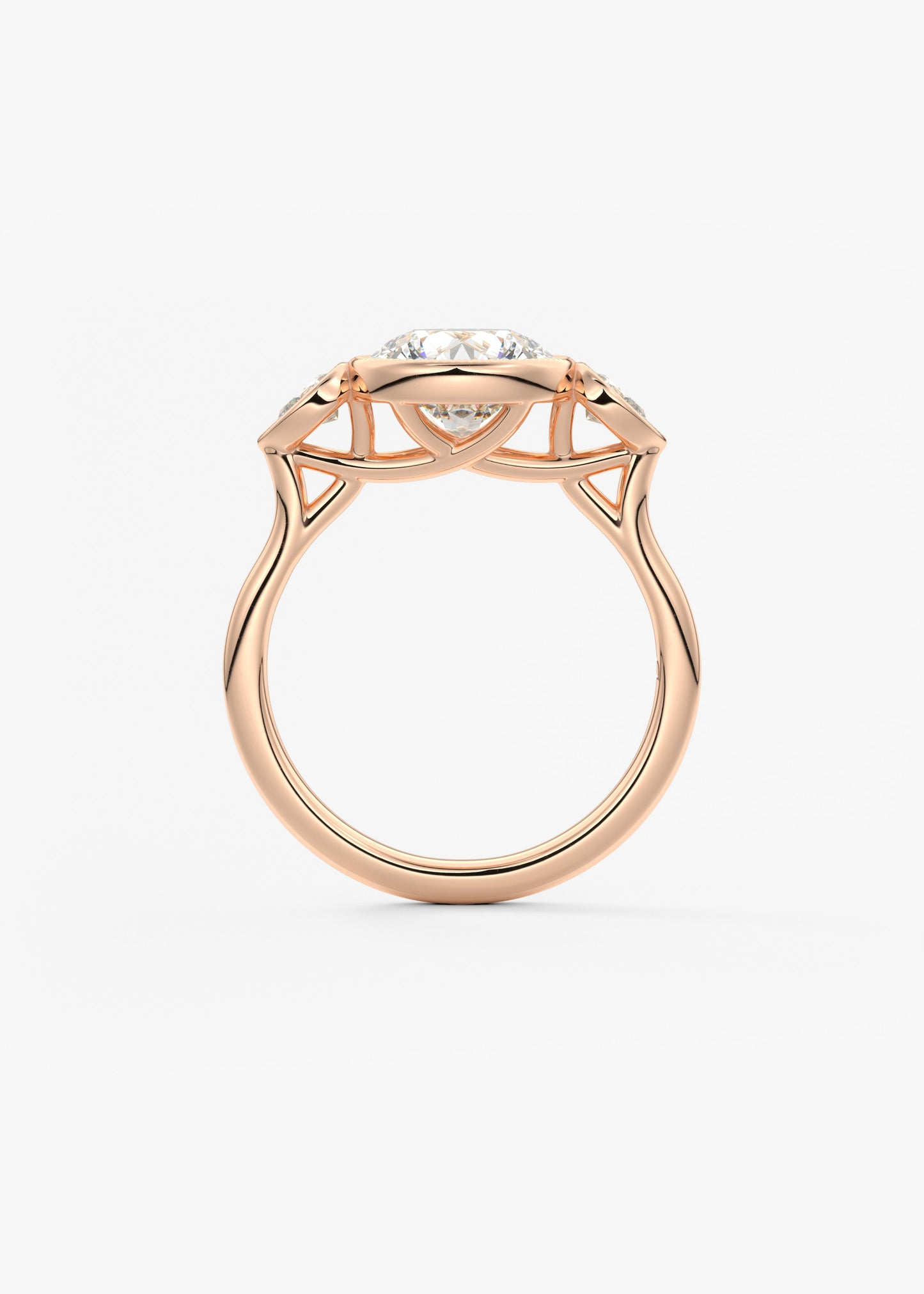 Round Three Stone Lab Grown Diamond Engagement Ring