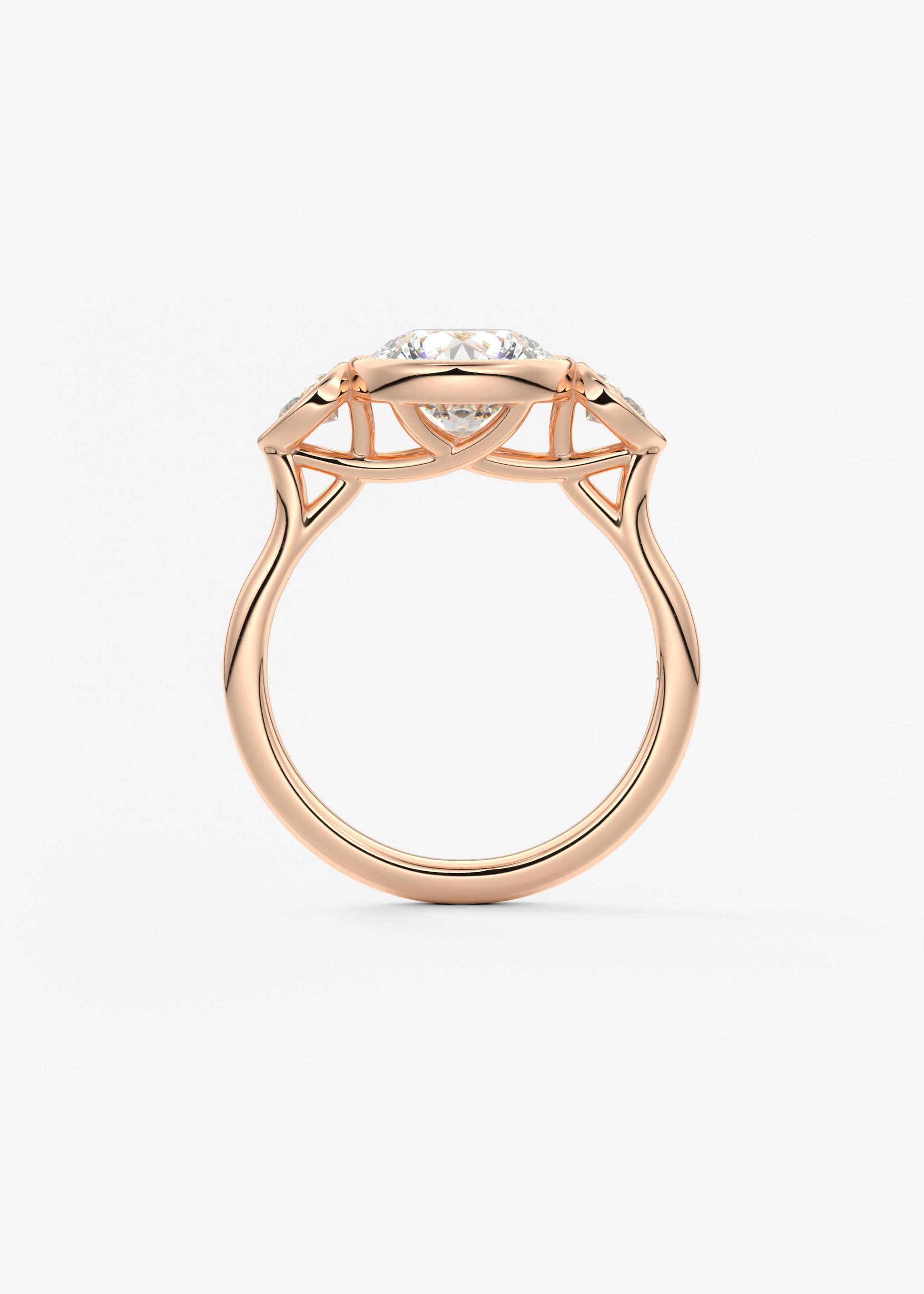 Round Three Stone Lab Grown Diamond Engagement Ring
