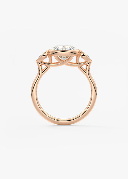 Round Three Stone Lab Grown Diamond Engagement Ring