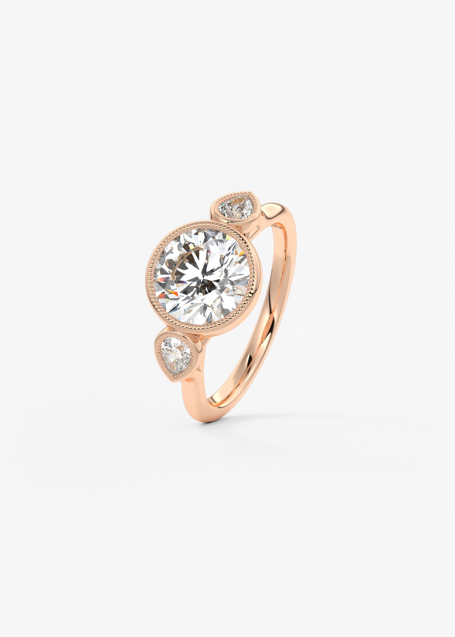 Round Three Stone Lab Grown Diamond Engagement Ring