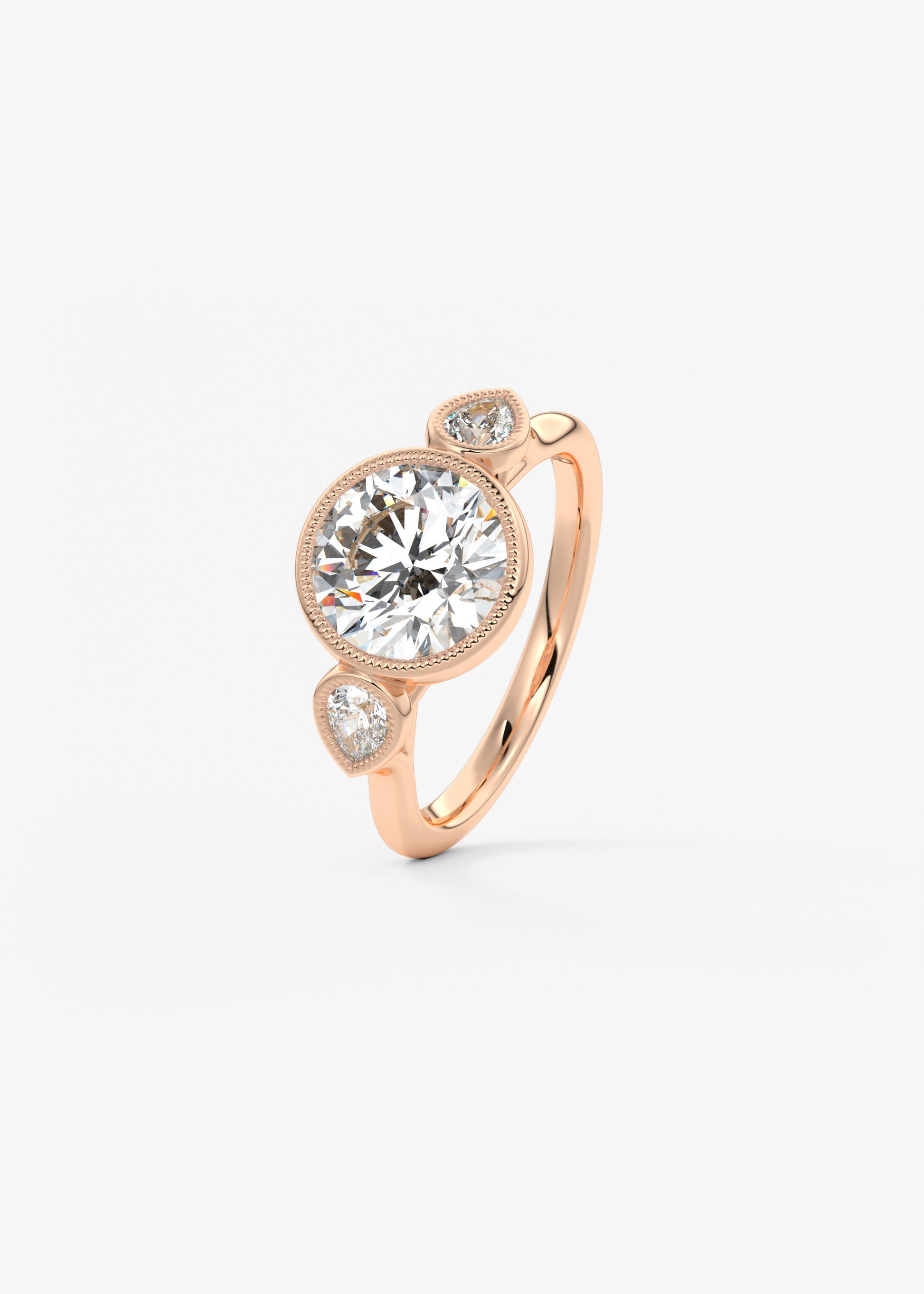 Round Three Stone Lab Grown Diamond Engagement Ring