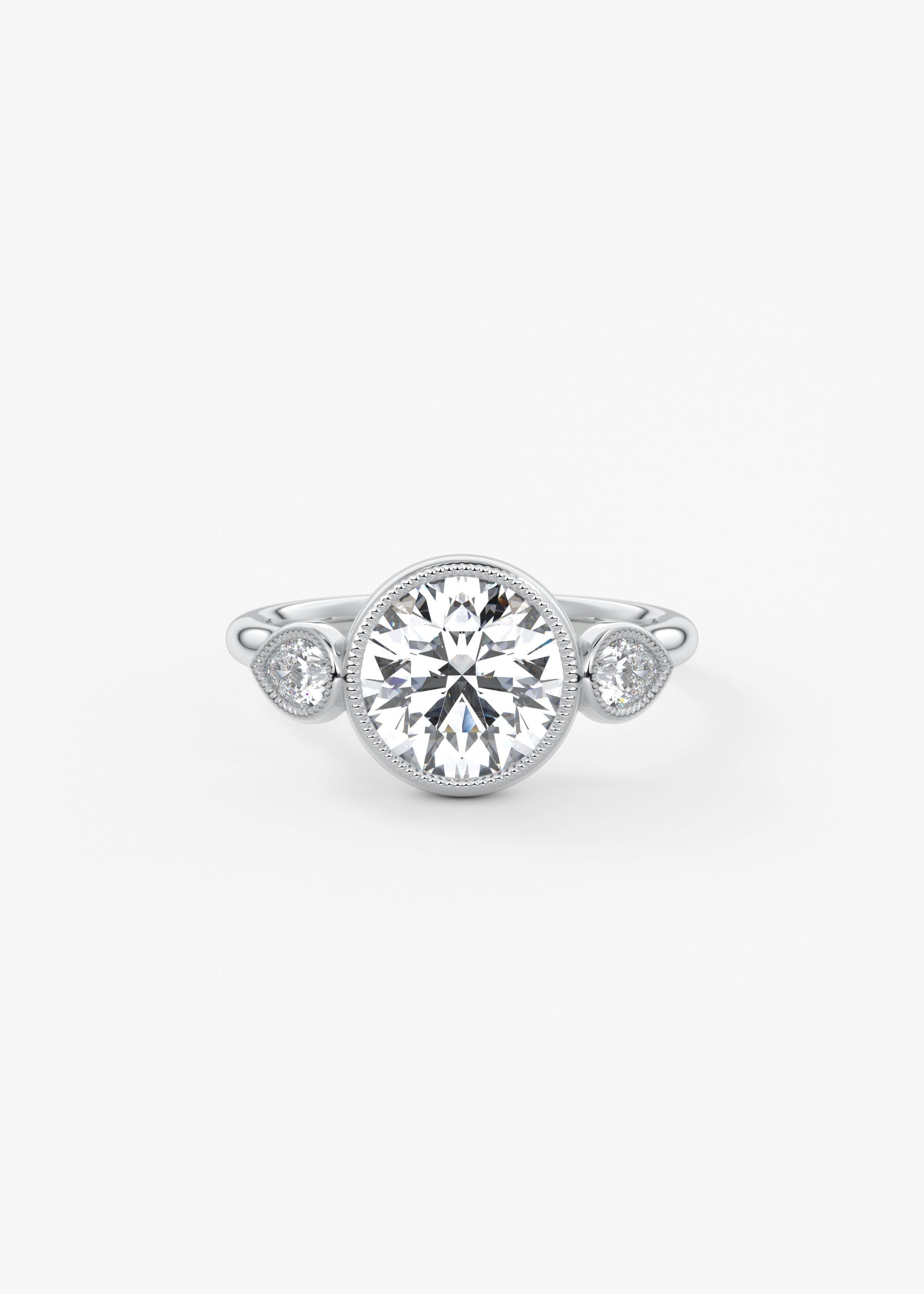 Round Three Stone Lab Grown Diamond Engagement Ring