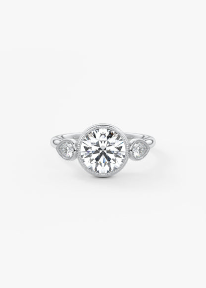 Round Three Stone Lab Grown Diamond Engagement Ring