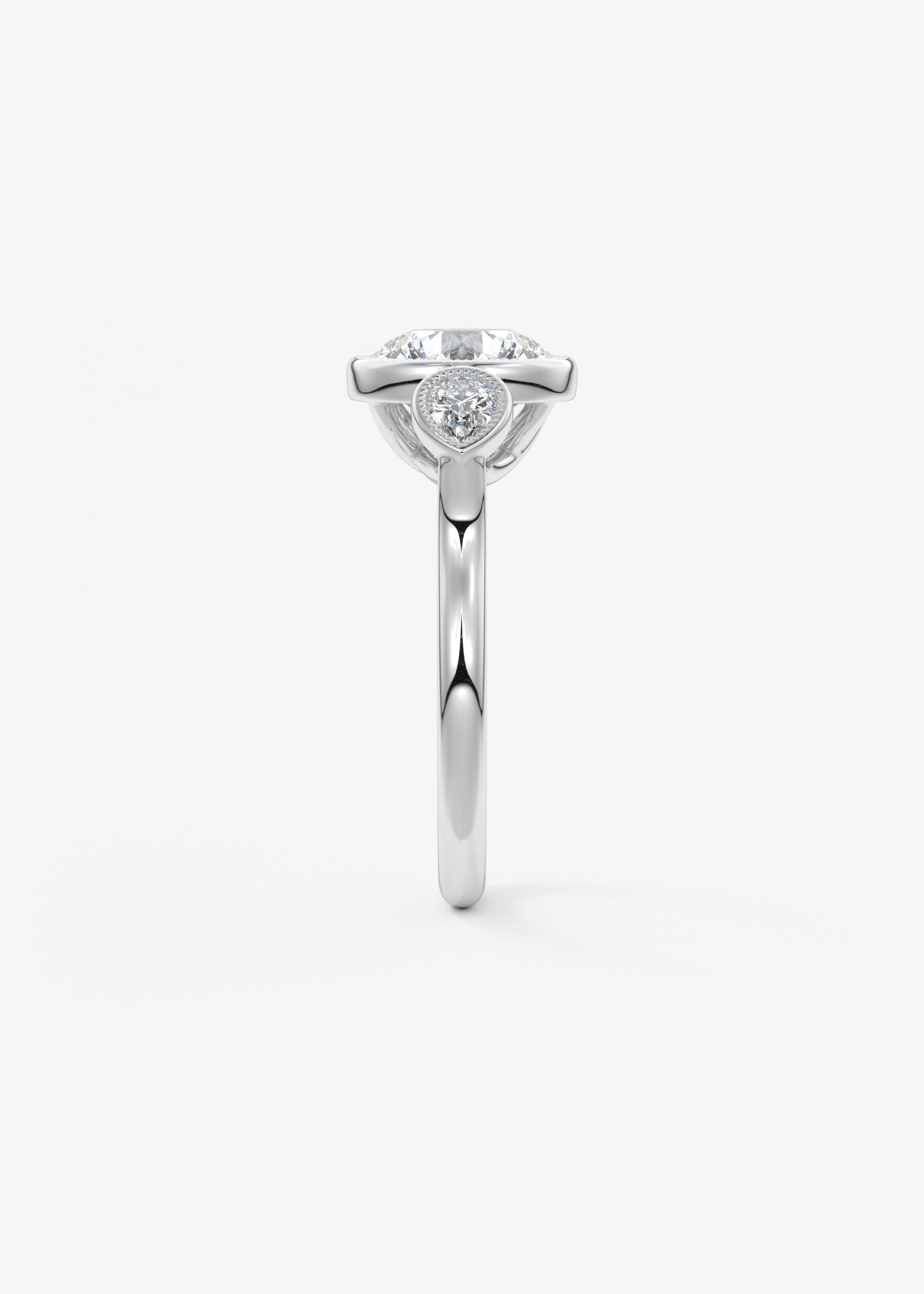 Round Three Stone Lab Grown Diamond Engagement Ring