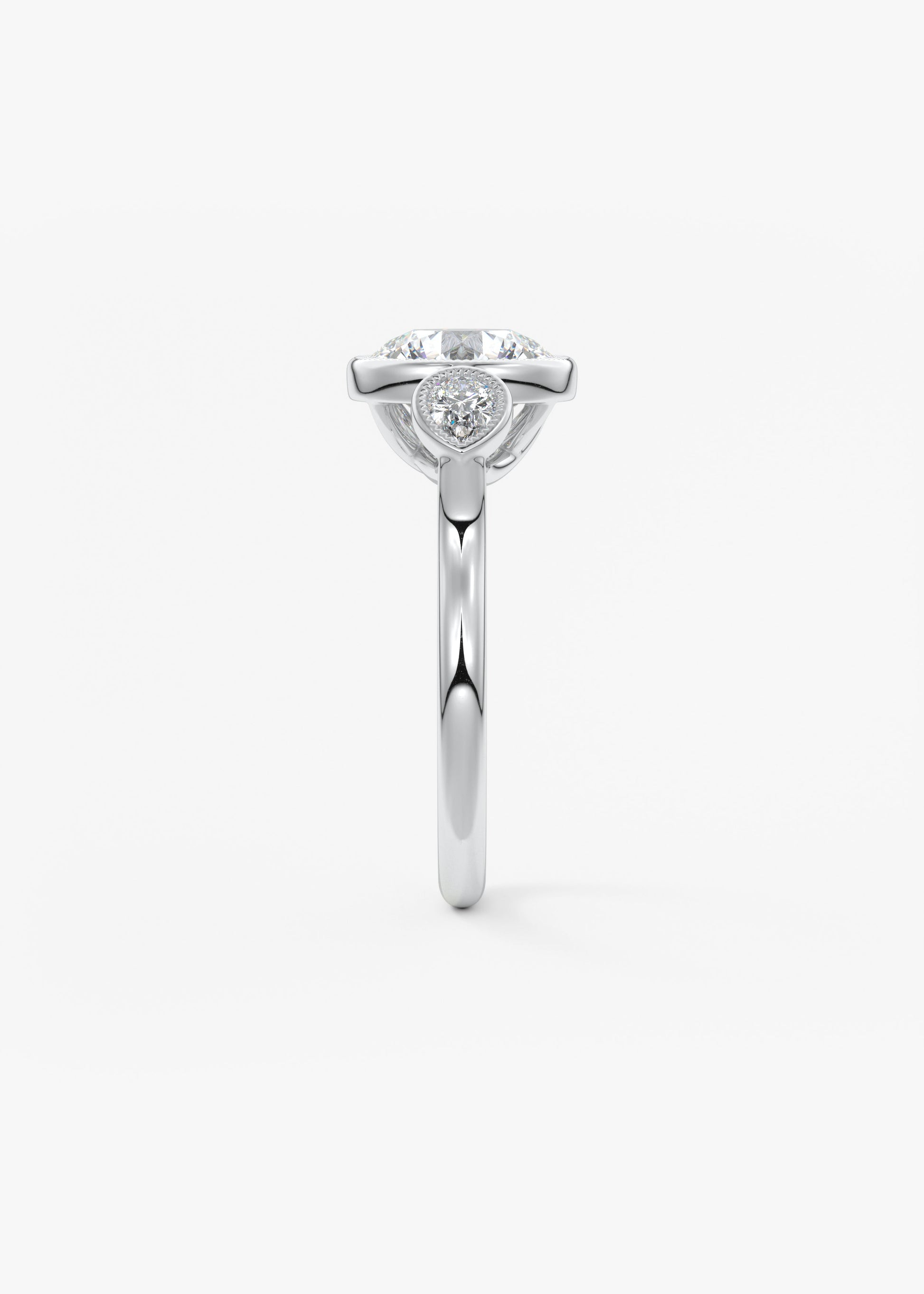 Round Three Stone Lab Grown Diamond Engagement Ring