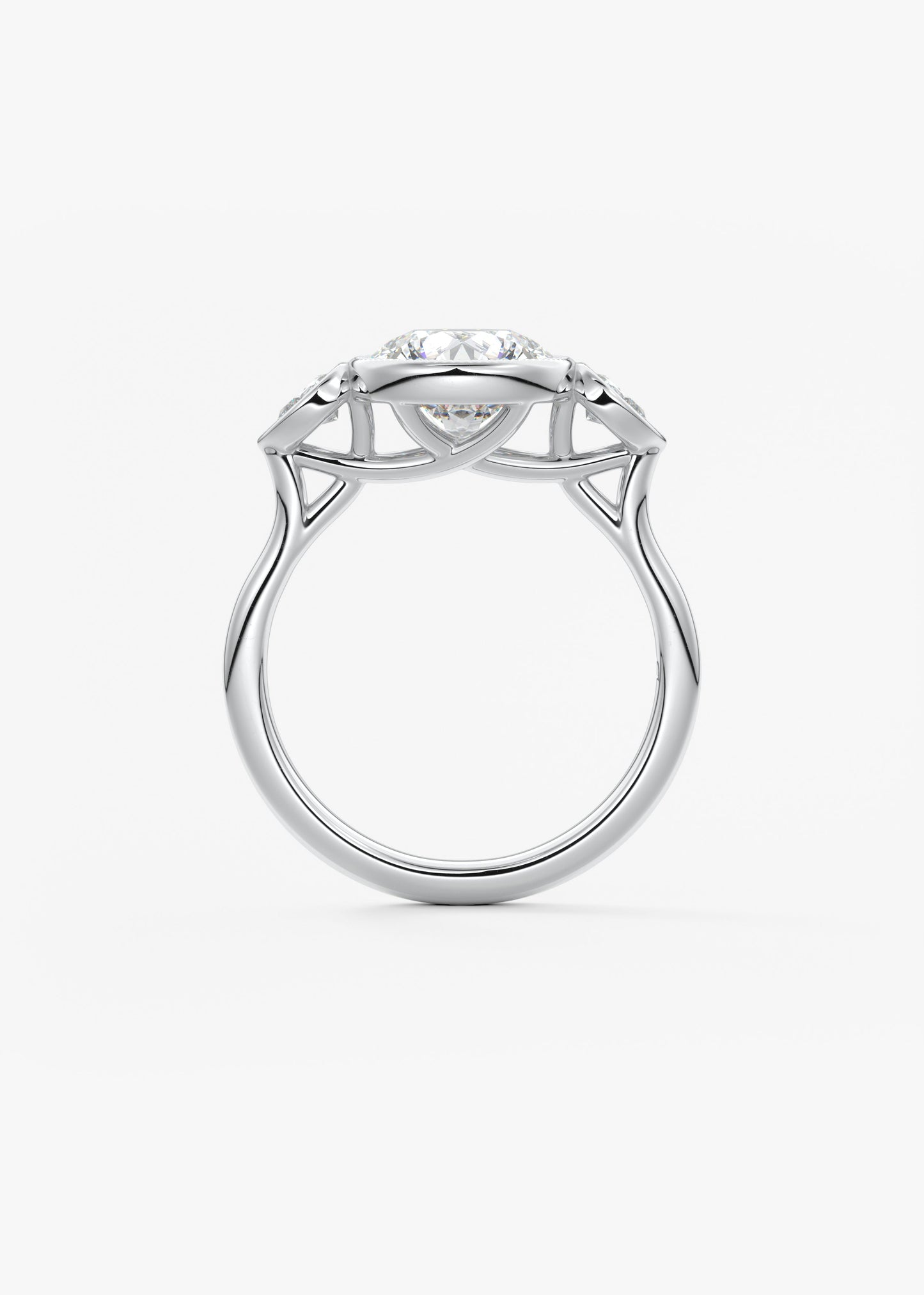 Round Three Stone Lab Grown Diamond Engagement Ring
