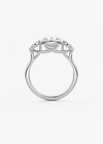 Round Three Stone Lab Grown Diamond Engagement Ring