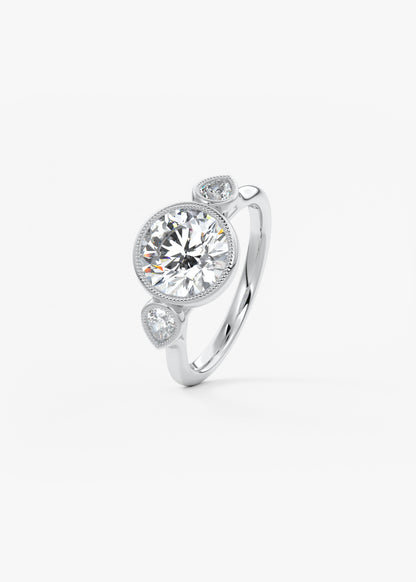 Round Three Stone Lab Grown Diamond Engagement Ring