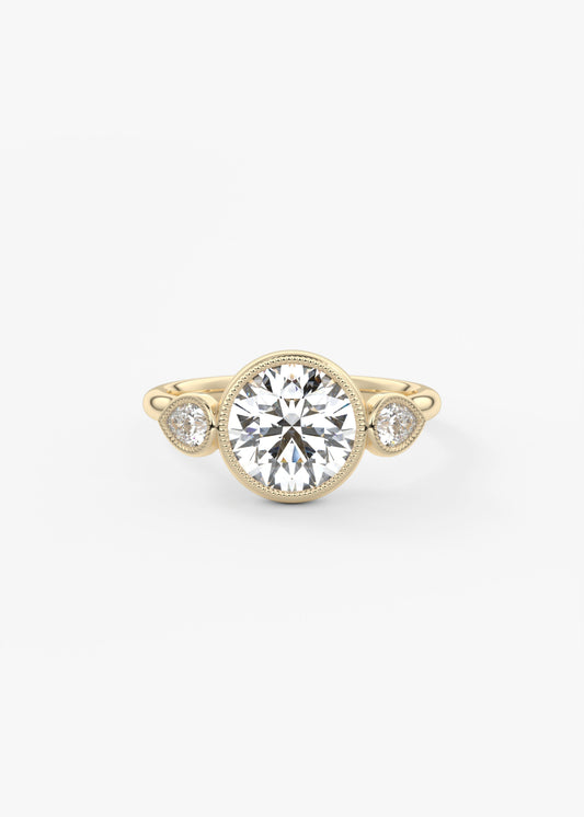Round Three Stone Lab Grown Diamond Engagement Ring