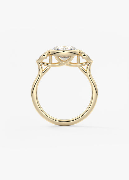 Round Three Stone Lab Grown Diamond Engagement Ring