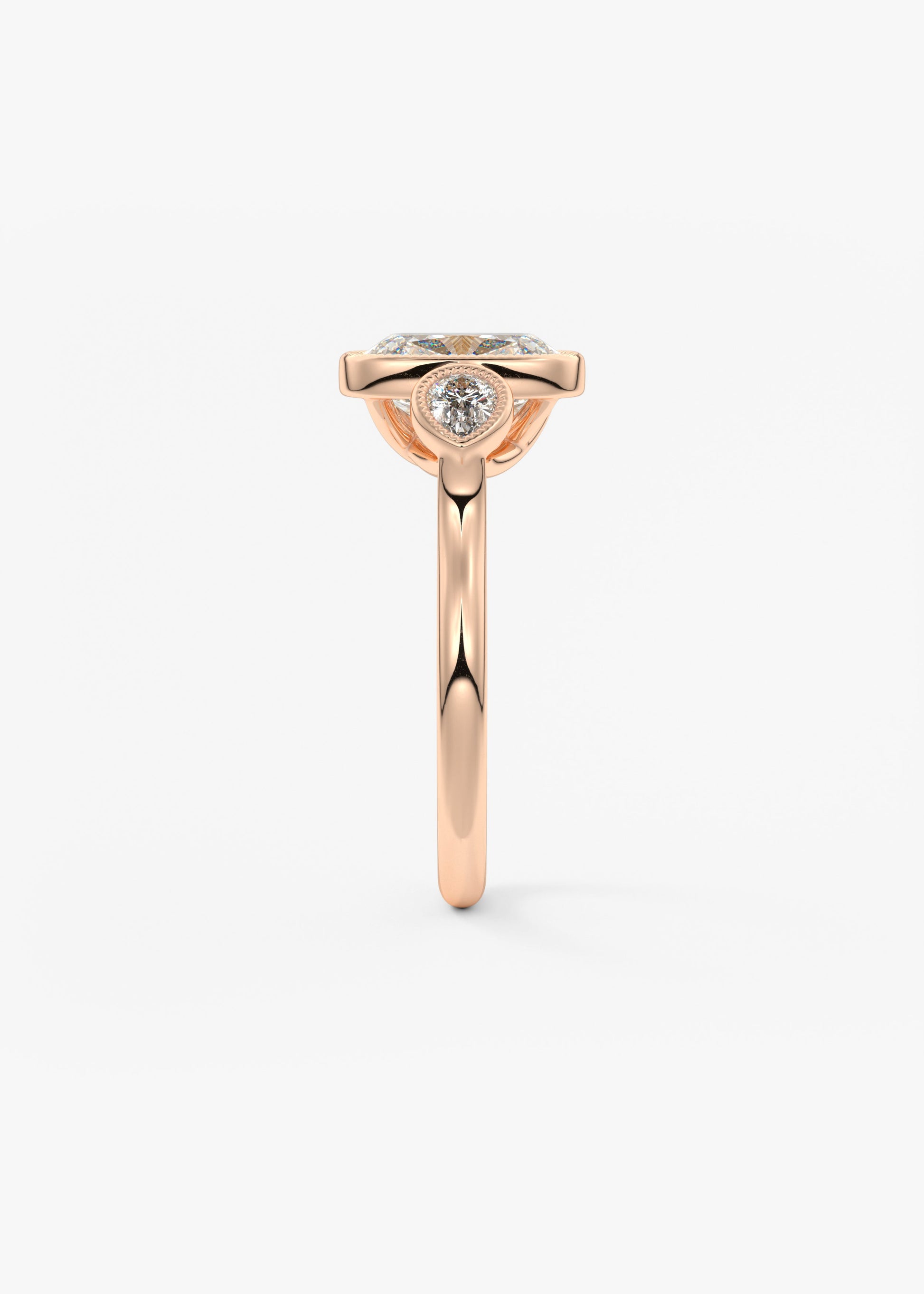 Elongated Cushion Three Stone Lab Grown Diamond Engagement Ring