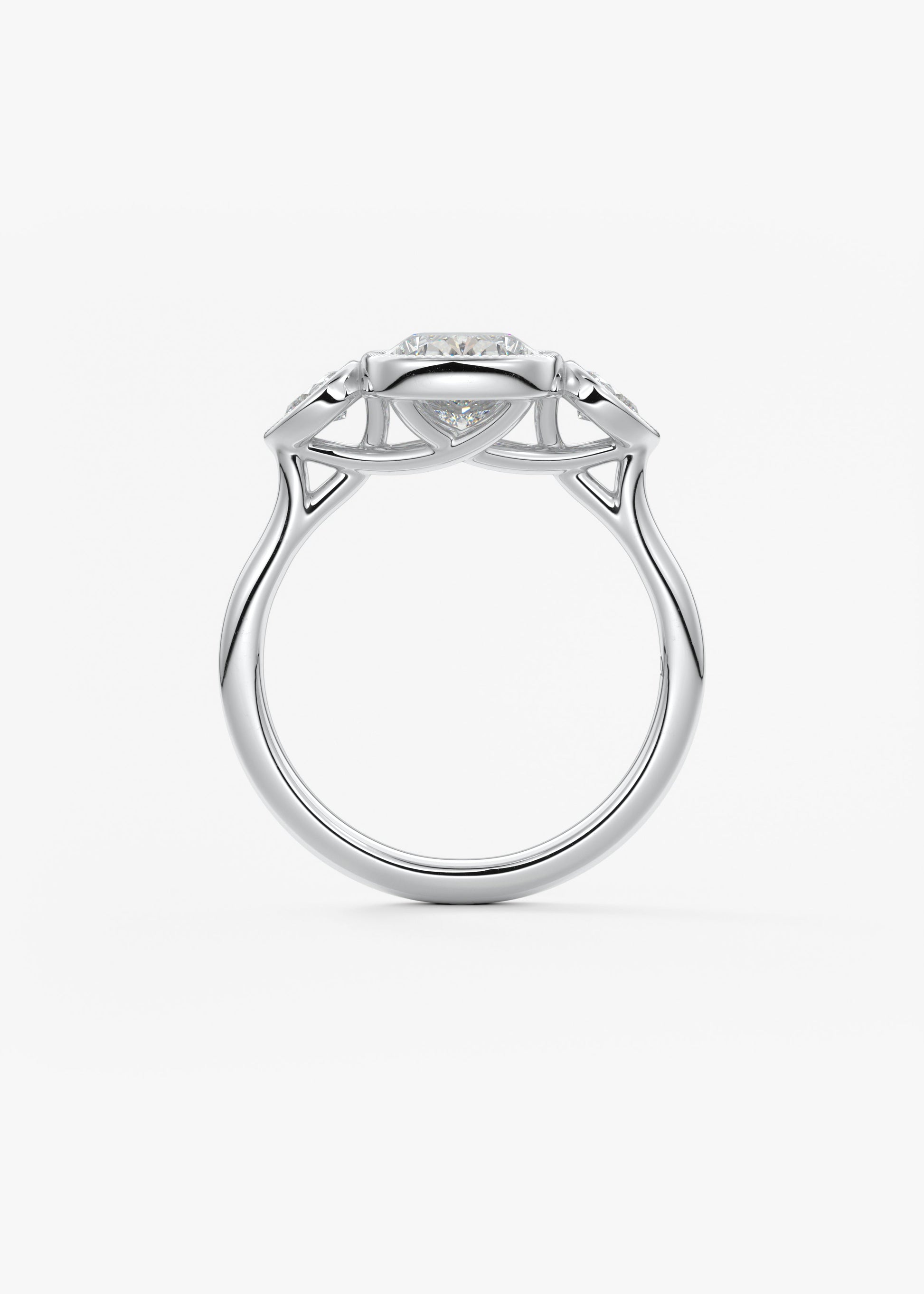 Elongated Cushion Three Stone Lab Grown Diamond Engagement Ring