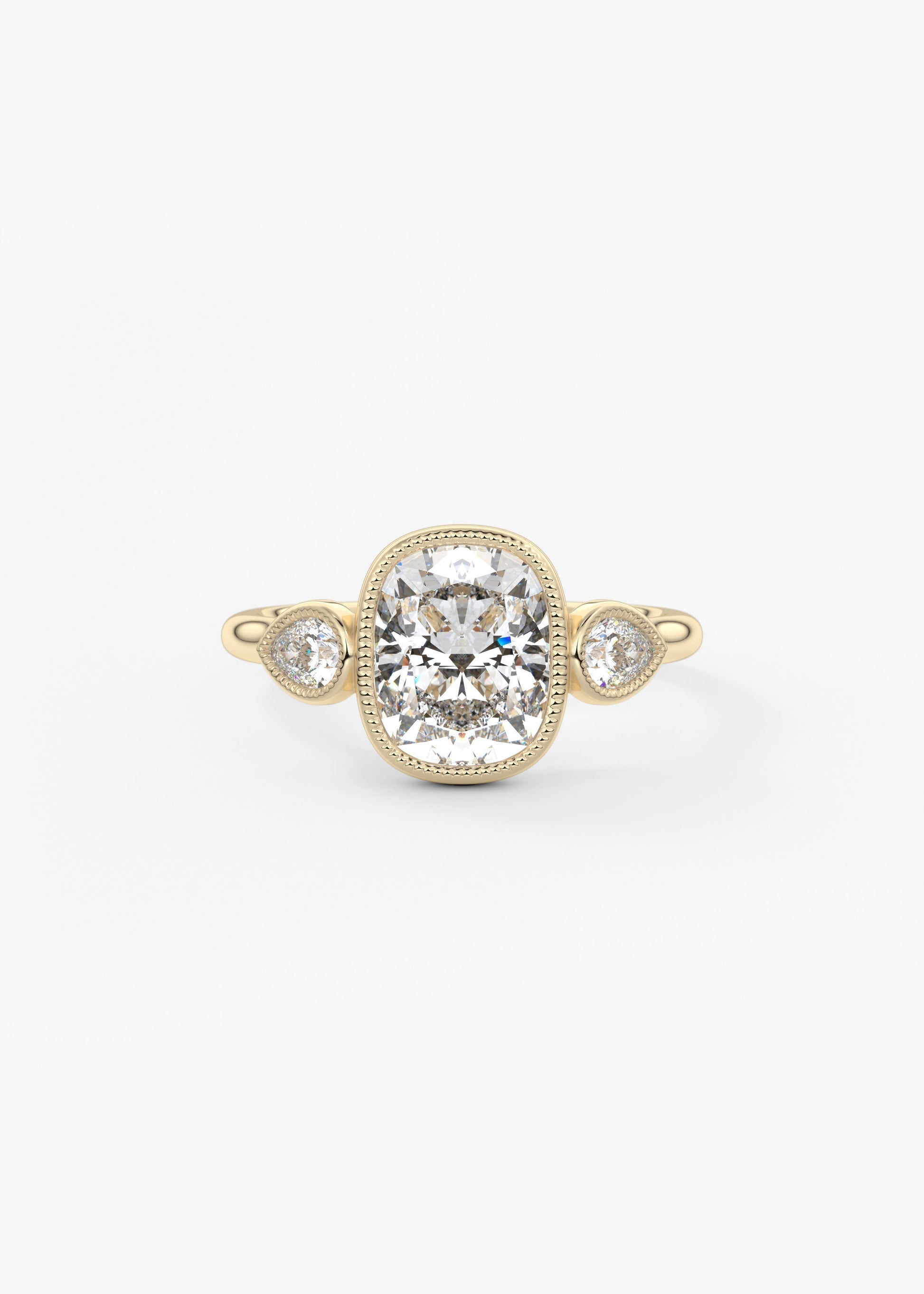 Elongated Cushion Three Stone Lab Grown Diamond Engagement Ring