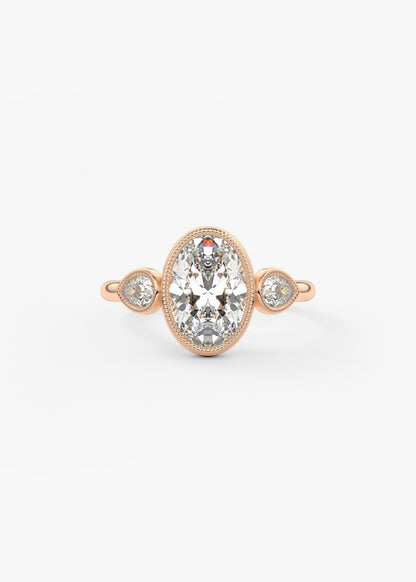 Oval Three Stone Lab Grown Diamond Engagement Ring
