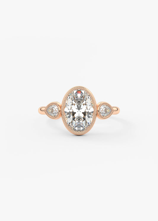Oval Three Stone Lab Grown Diamond Engagement Ring