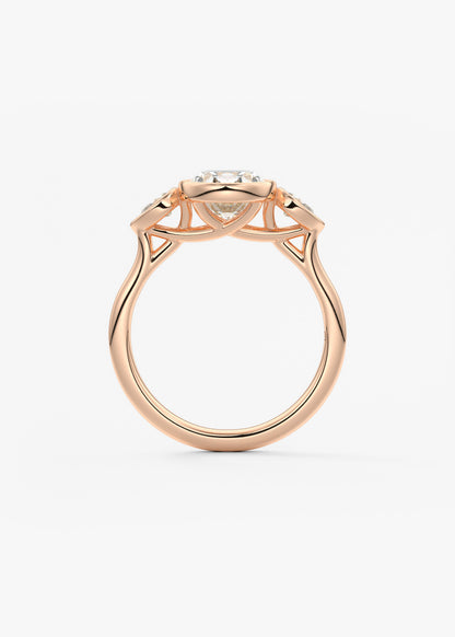 Oval Three Stone Lab Grown Diamond Engagement Ring