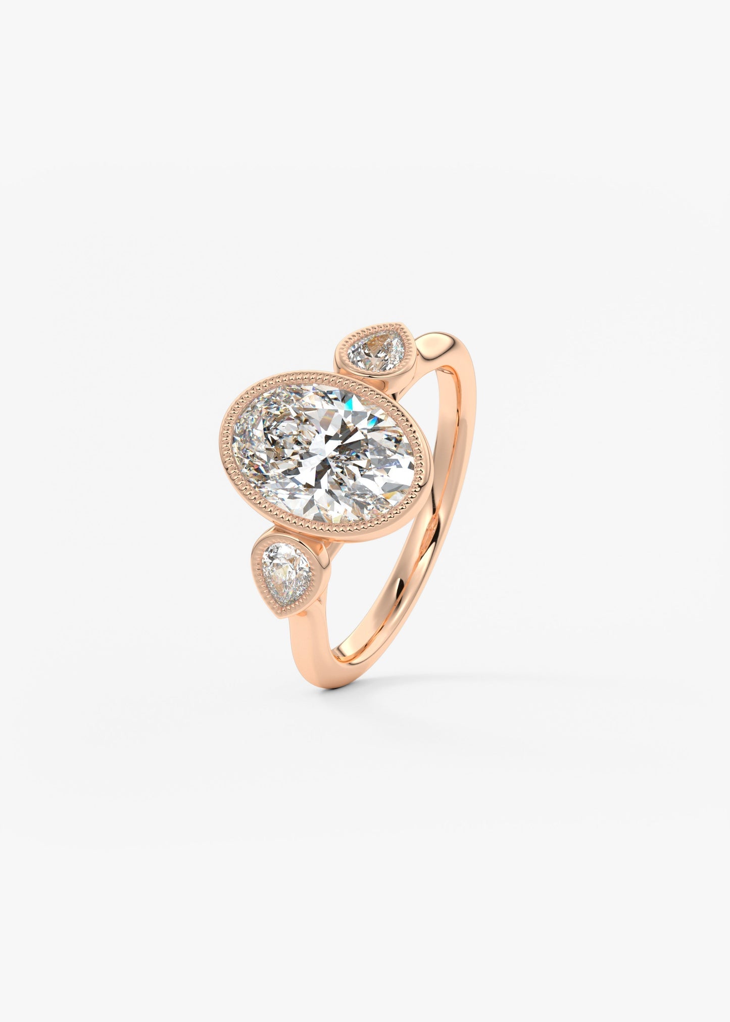 Oval Three Stone Lab Grown Diamond Engagement Ring