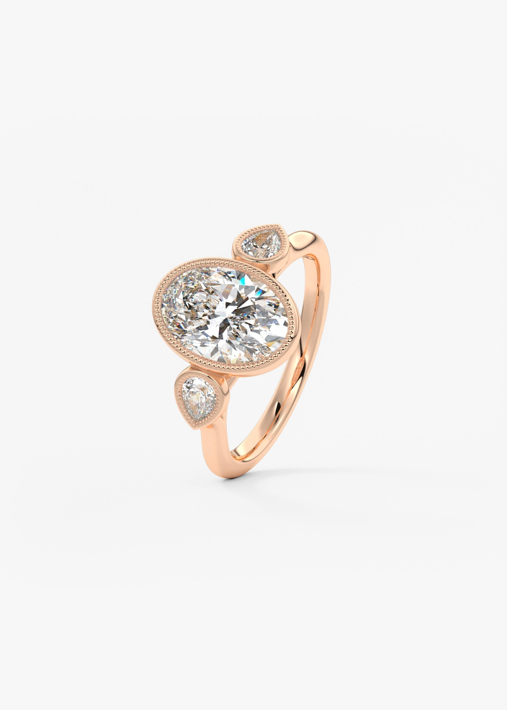 Oval Three Stone Lab Grown Diamond Engagement Ring