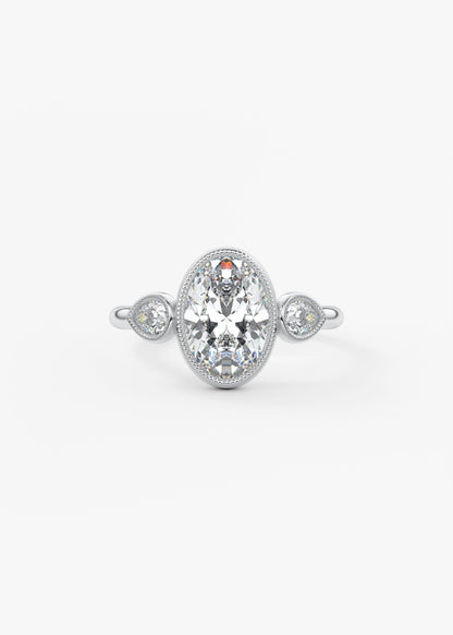 Oval Three Stone Lab Grown Diamond Engagement Ring