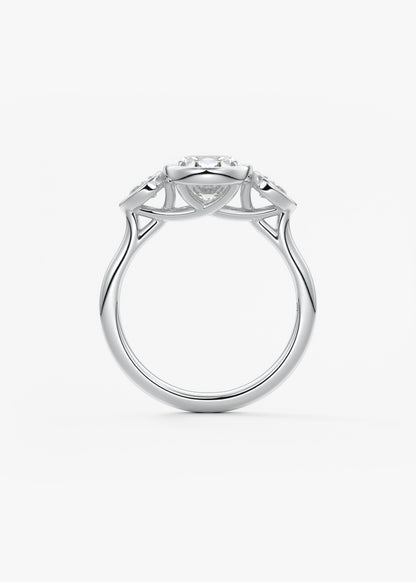 Oval Three Stone Lab Grown Diamond Engagement Ring