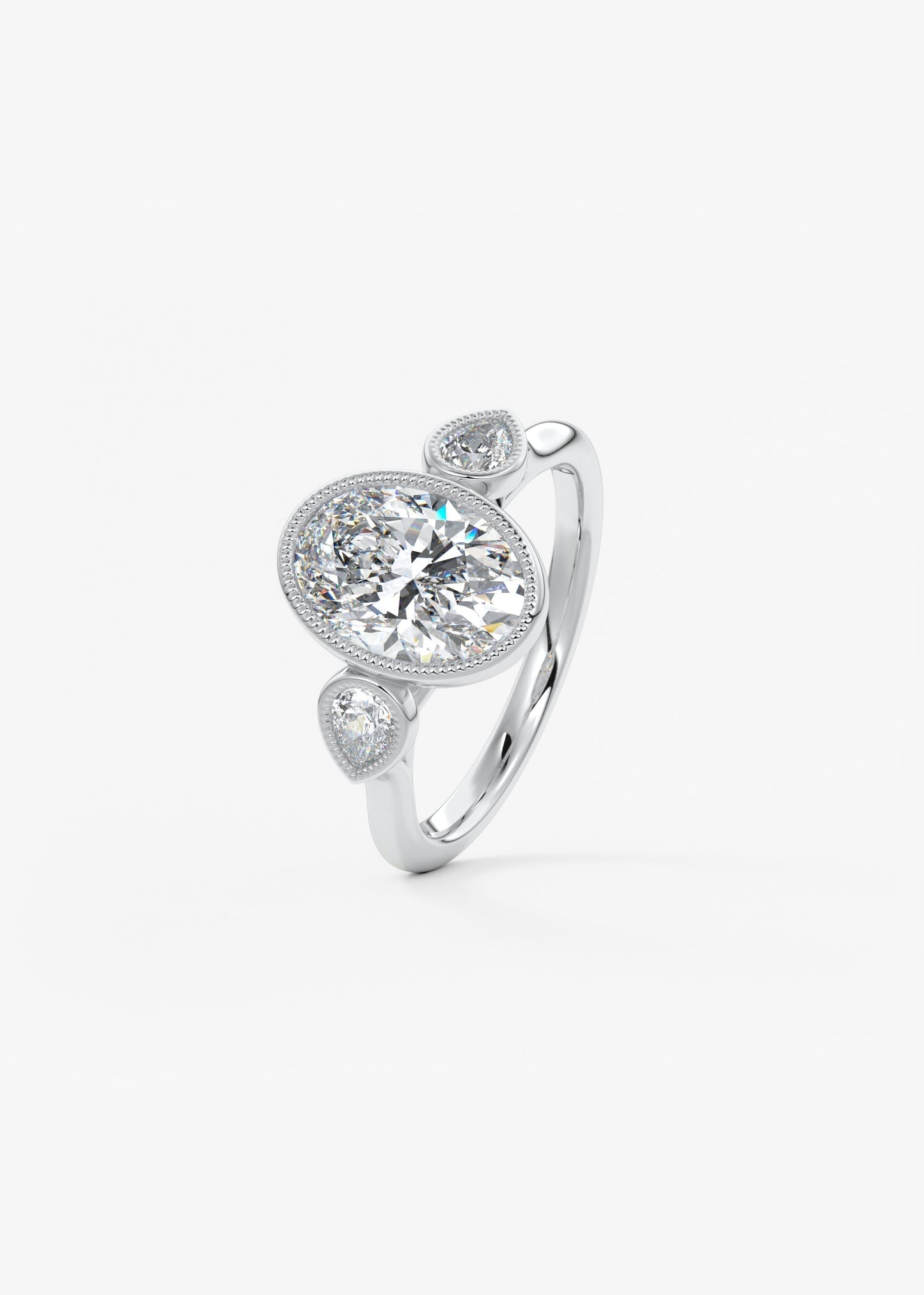 Oval Three Stone Lab Grown Diamond Engagement Ring