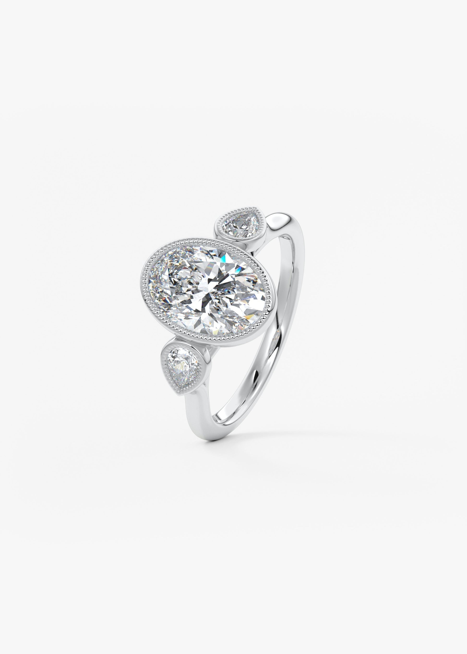 Oval Three Stone Lab Grown Diamond Engagement Ring