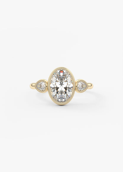 Oval Three Stone Lab Grown Diamond Engagement Ring