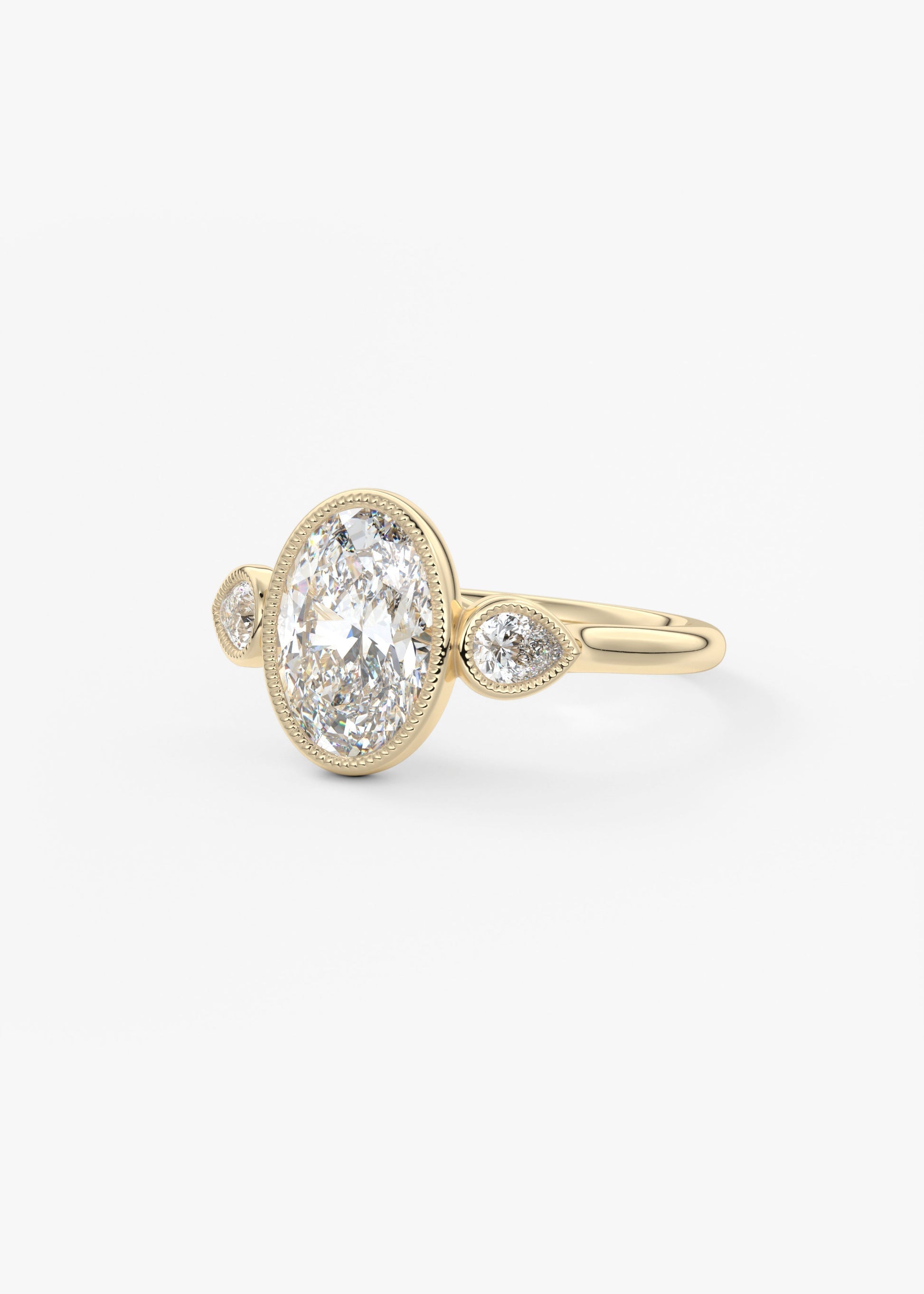 Oval Three Stone Lab Grown Diamond Engagement Ring