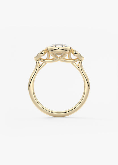 Oval Three Stone Lab Grown Diamond Engagement Ring