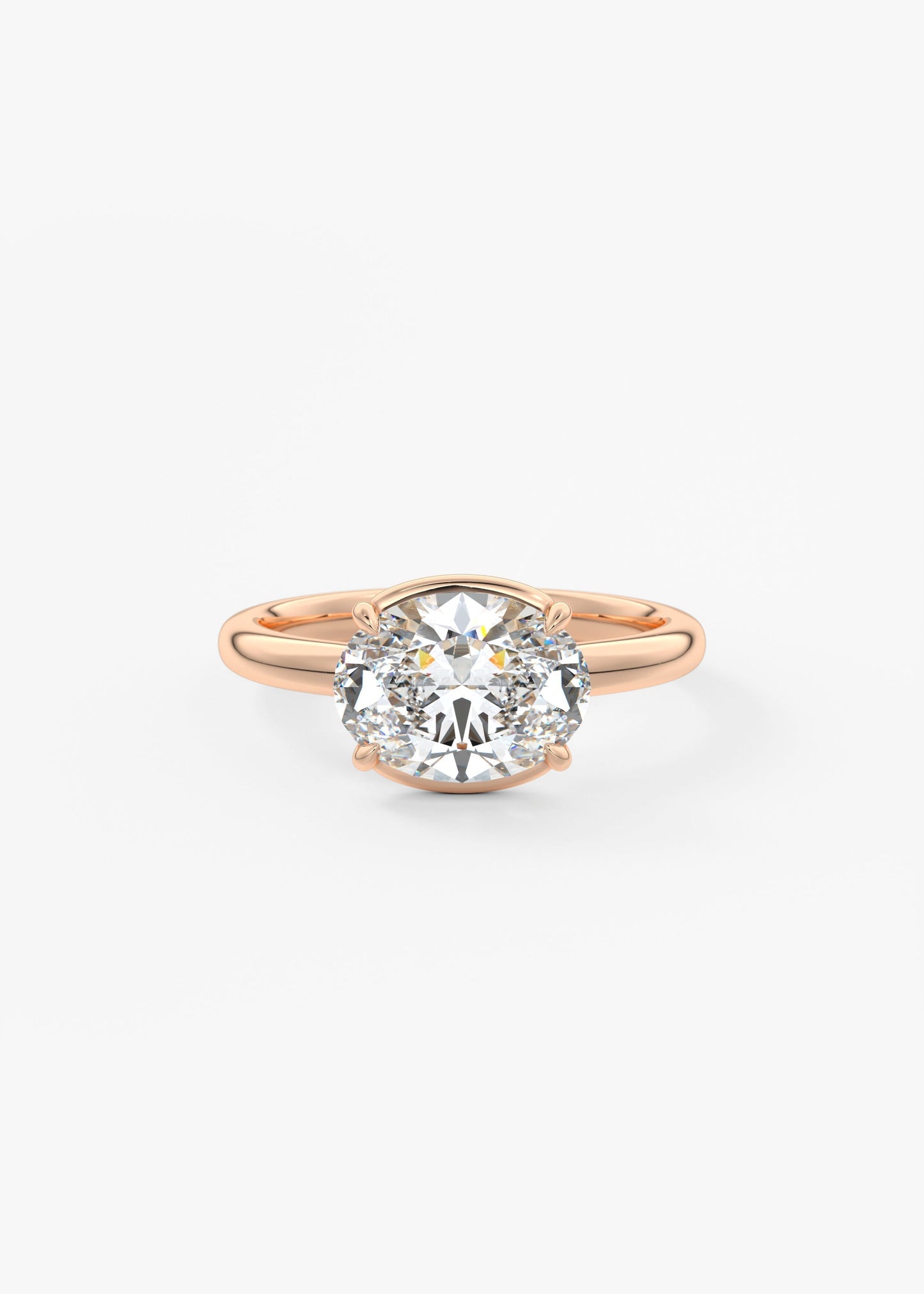 Oval Half Bezel Lab Grown Diamond Engagement Ring