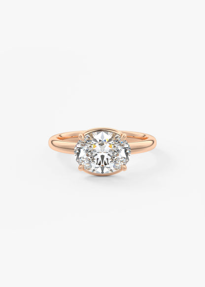 Oval Half Bezel Lab Grown Diamond Engagement Ring
