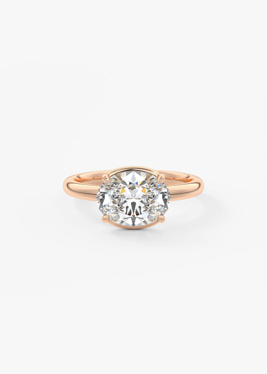Oval Half Bezel Lab Grown Diamond Engagement Ring