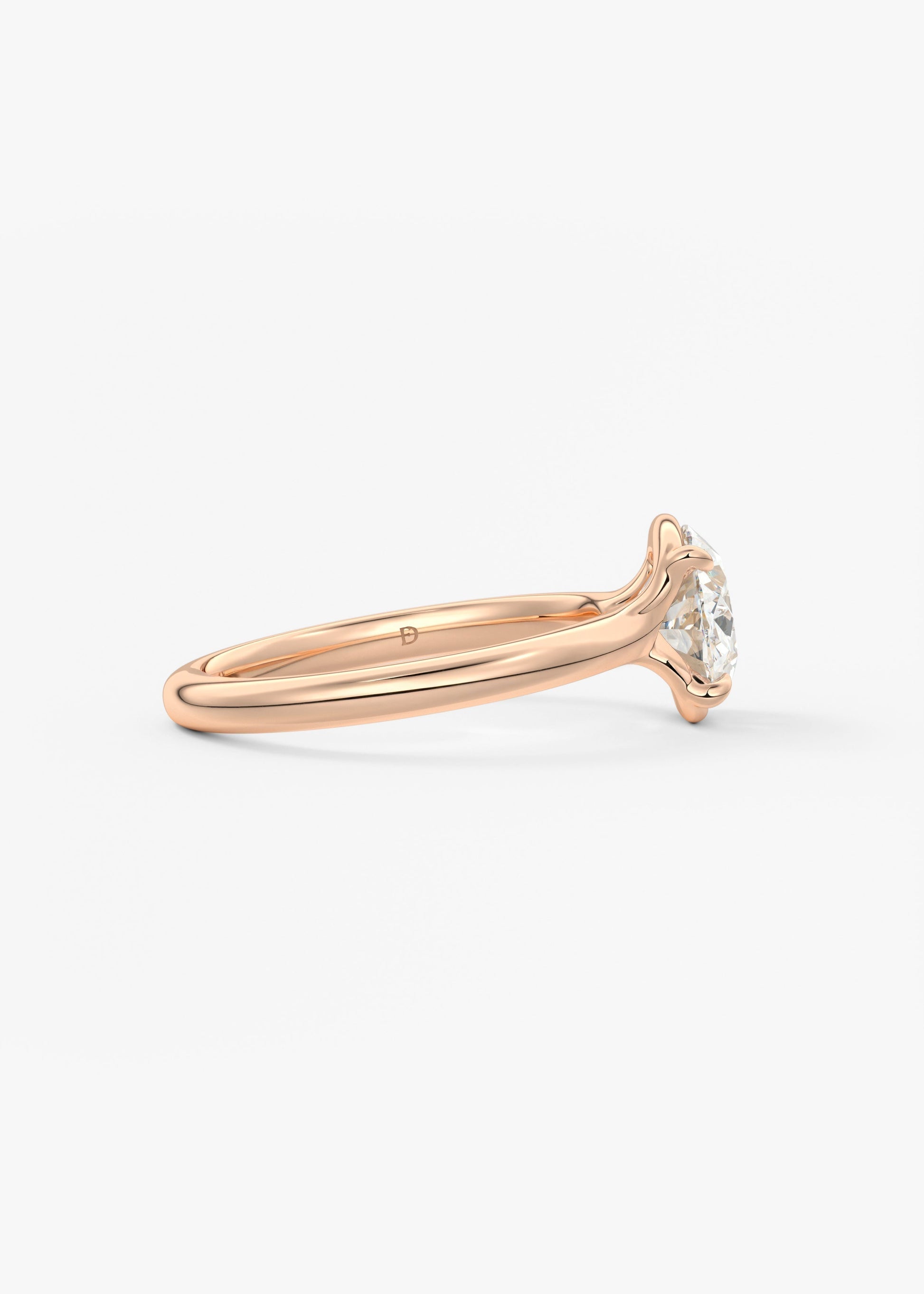 Oval Half Bezel Lab Grown Diamond Engagement Ring