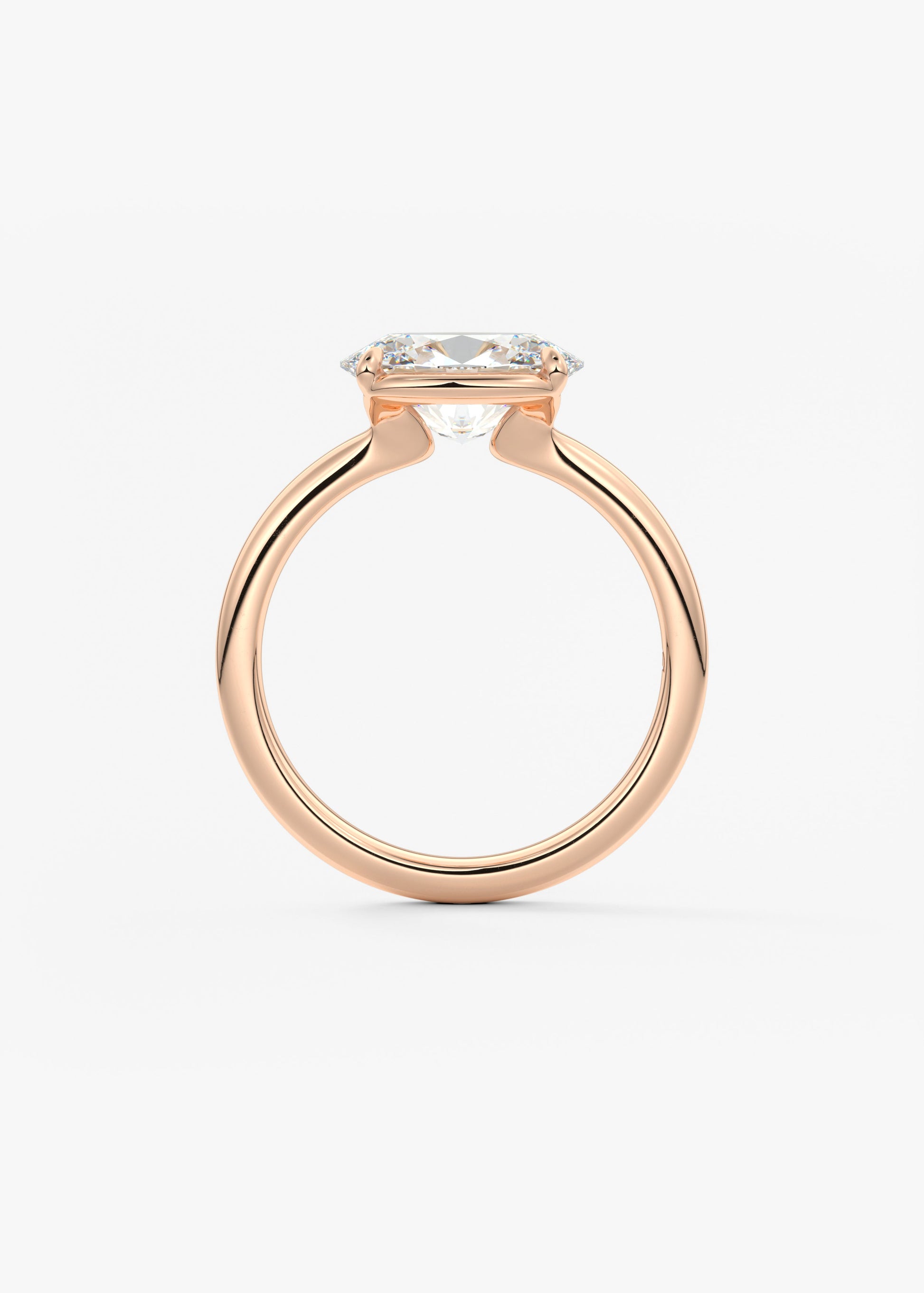 Oval Half Bezel Lab Grown Diamond Engagement Ring