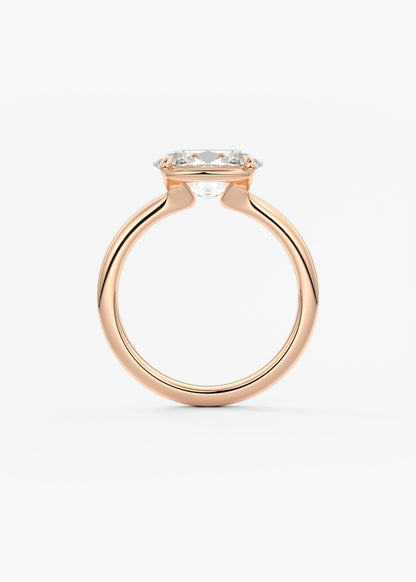 Oval Half Bezel Lab Grown Diamond Engagement Ring