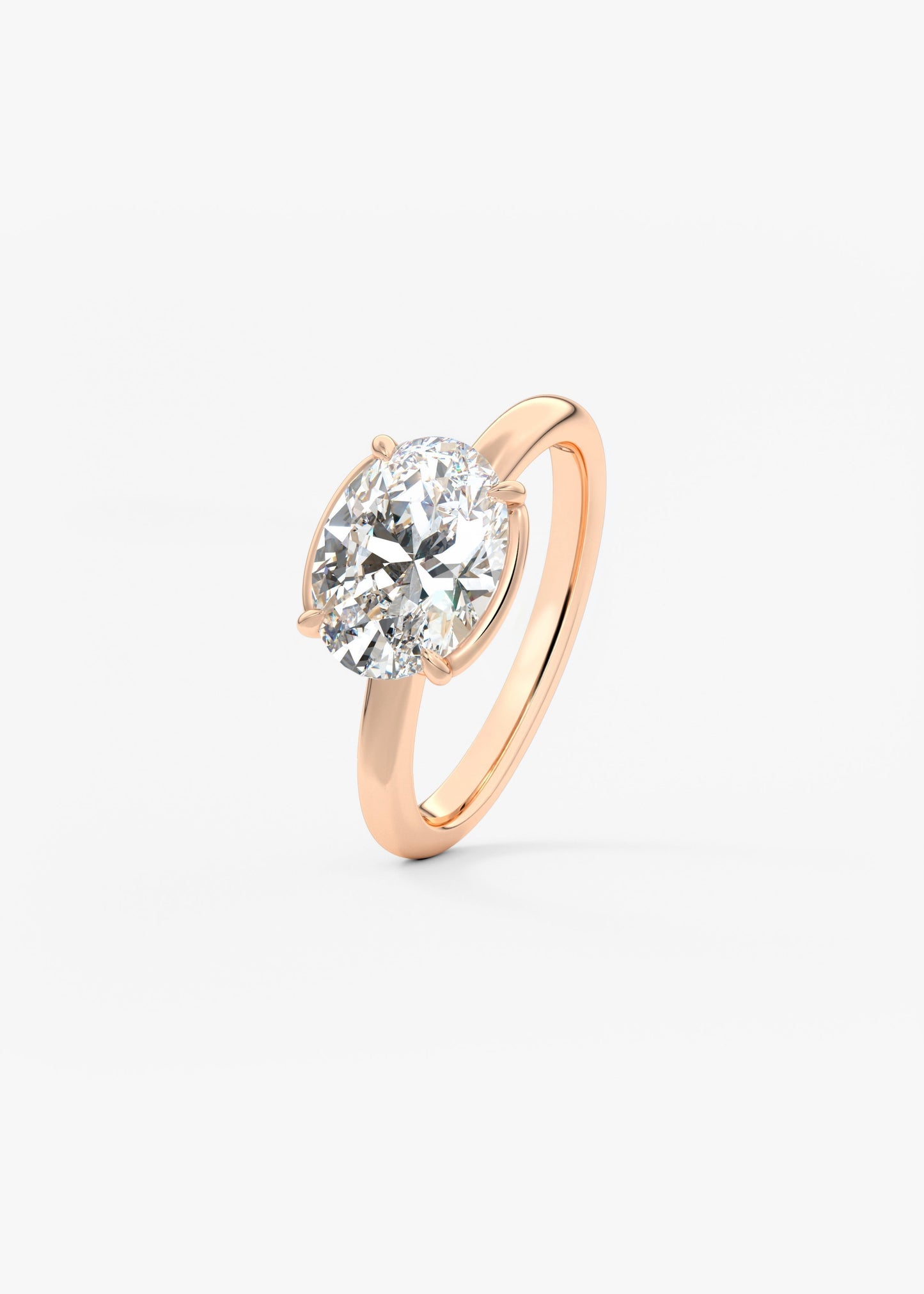 Oval Half Bezel Lab Grown Diamond Engagement Ring