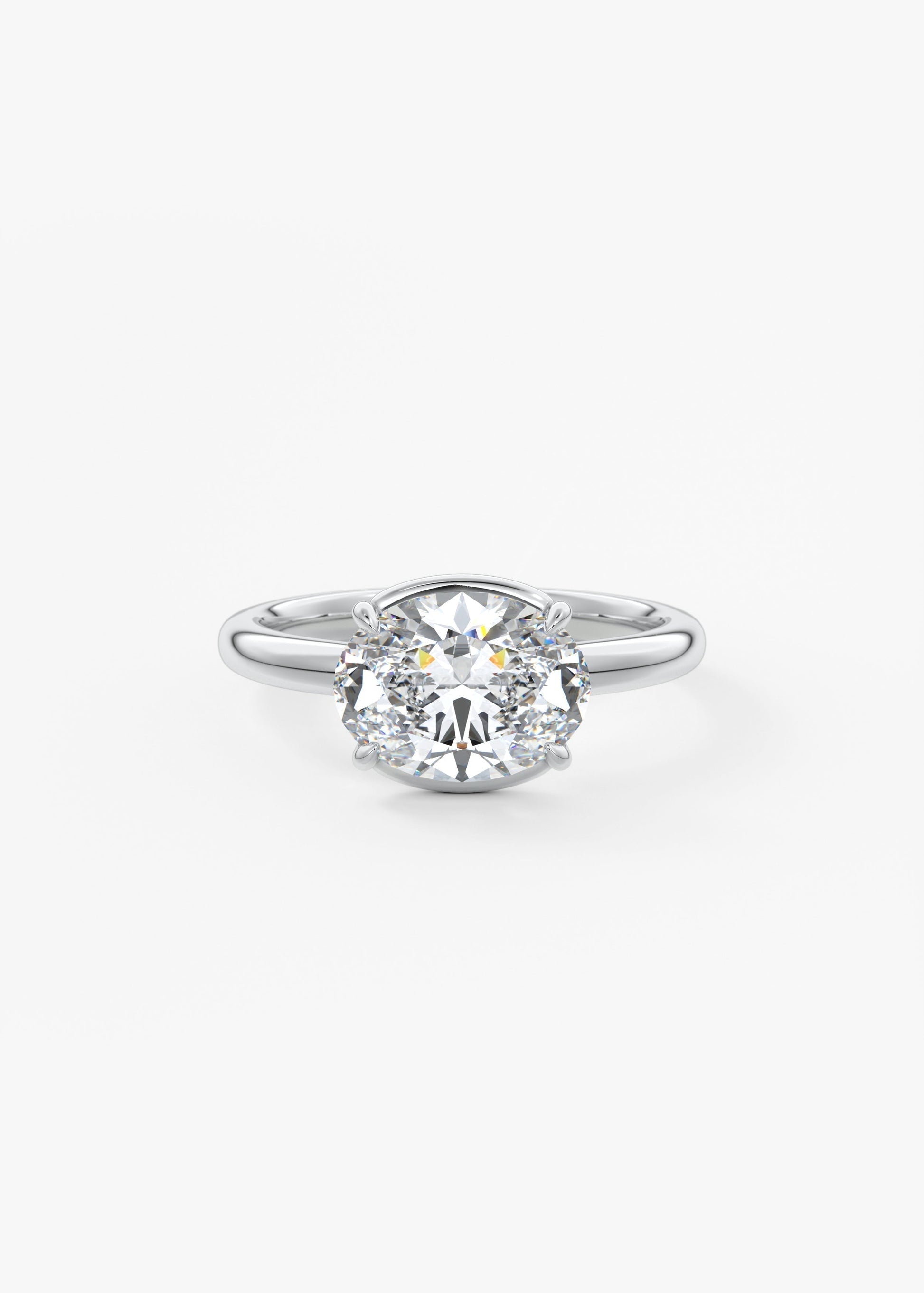 Oval Half Bezel Lab Grown Diamond Engagement Ring