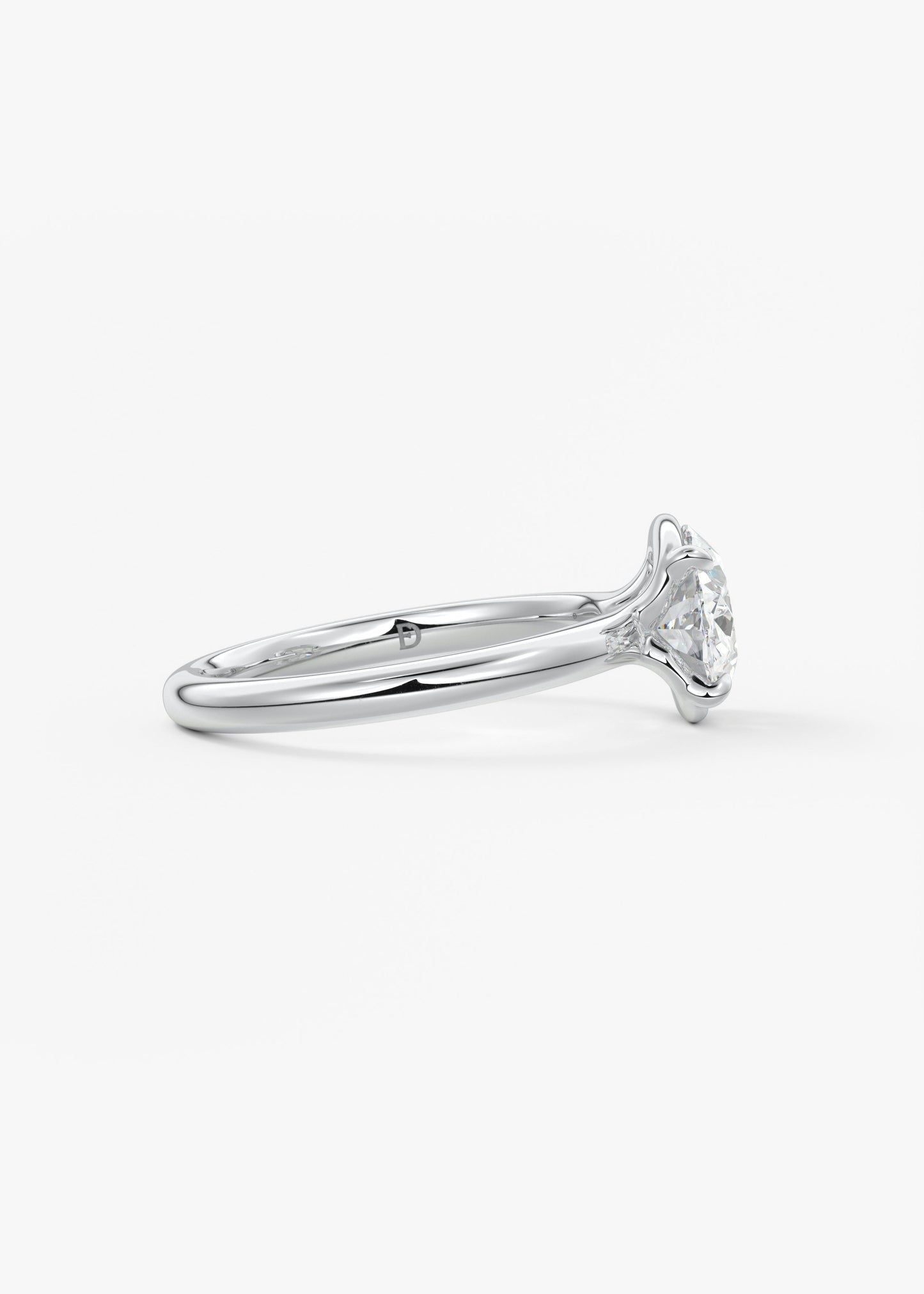 Oval Half Bezel Lab Grown Diamond Engagement Ring