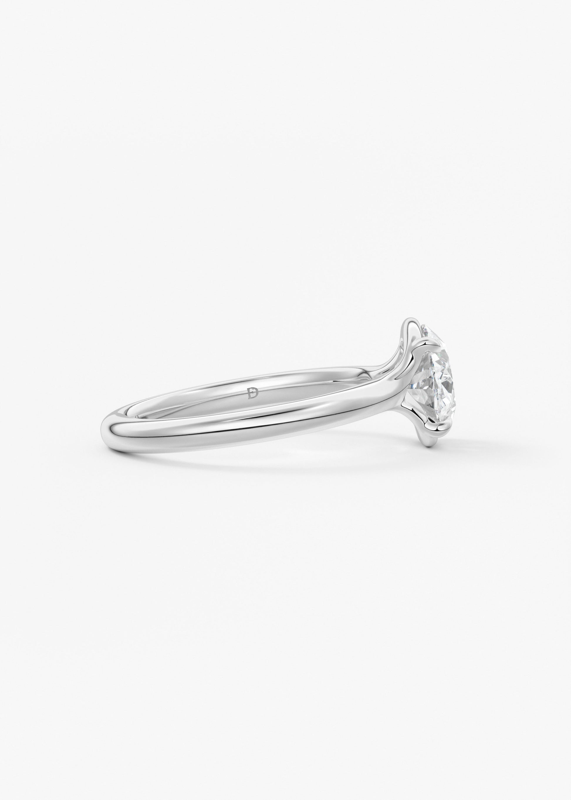 Oval Half Bezel Lab Grown Diamond Engagement Ring