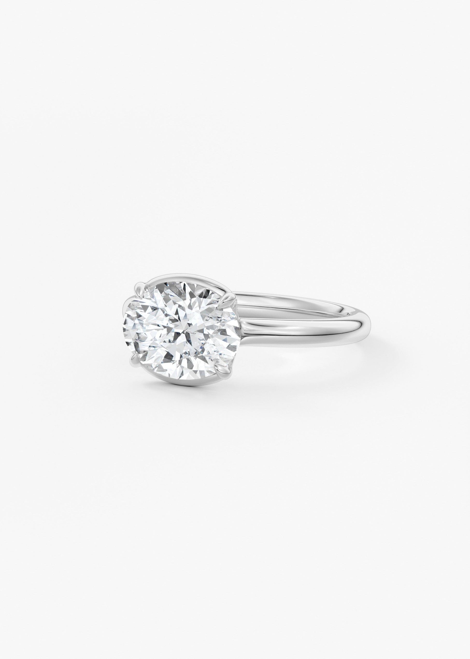 Oval Half Bezel Lab Grown Diamond Engagement Ring