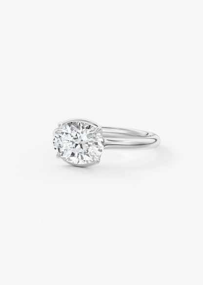 Oval Half Bezel Lab Grown Diamond Engagement Ring