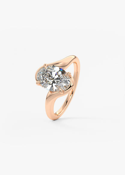 Oval Swirl Lab Grown Diamond Engagement Ring