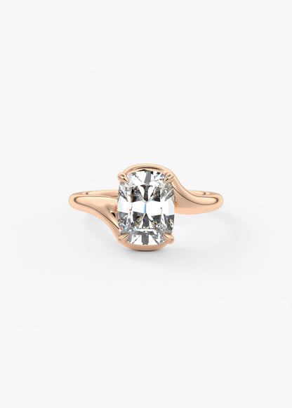 Cushion Swirl Lab Grown Diamond Engagement Ring